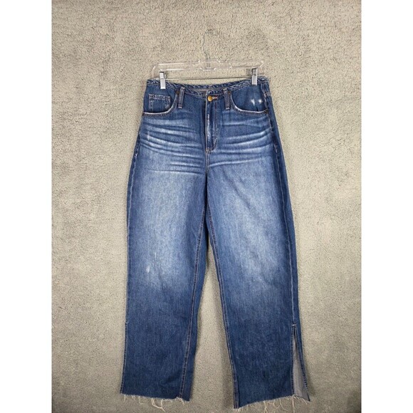 Evereve Ever Slouchy Jeans 27 High Rise Wide Flare Leg Whiskers Boho - Picture 3 of 12